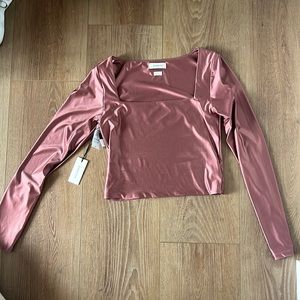 Aritzia Babton Satinette Squareneck Contour Longsleeve